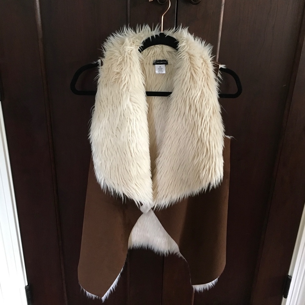 Brown Faux Suede Fur Vest